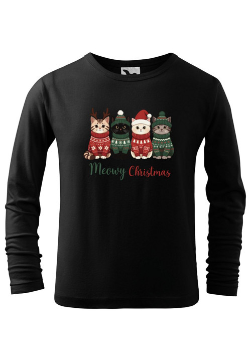 Dětské tričko s dl.rukávem "Meowy Christmas" — foto 3