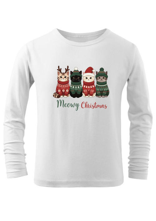 Dětské tričko s dl.rukávem "Meowy Christmas" — foto 2