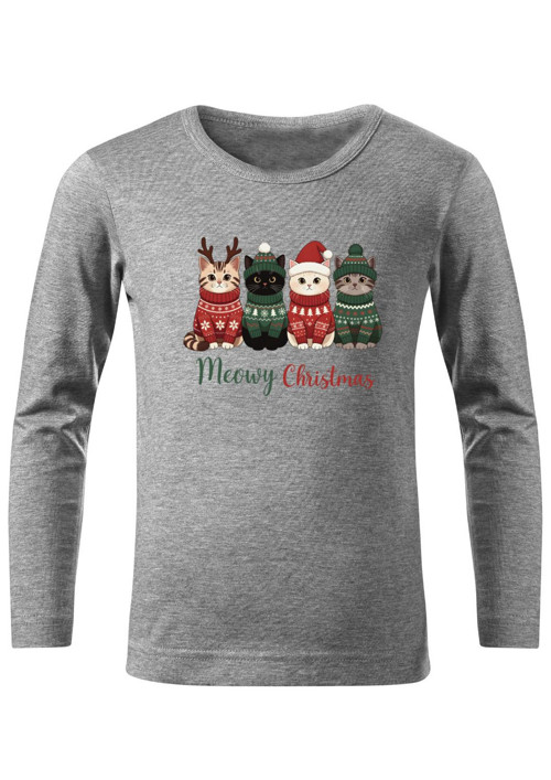 Dětské tričko s dl.rukávem "Meowy Christmas" — foto 4