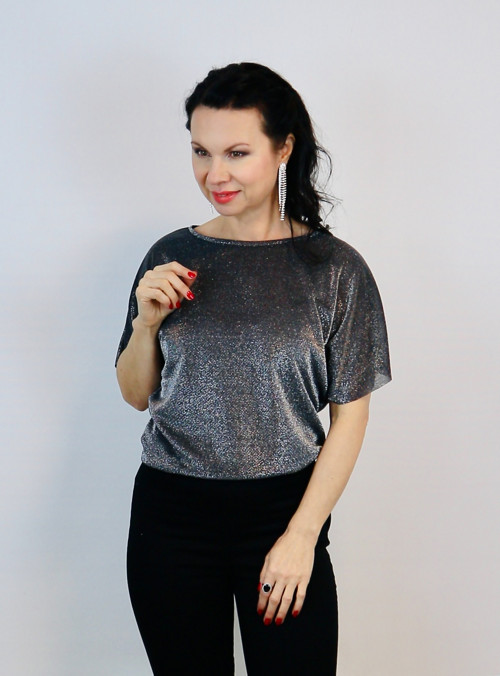 Dámská halenka černá se stříbrnou — foto 4
