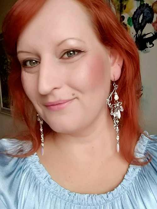 Náušnice "Opulence II", bílé, sklo — foto 6