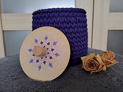 Háčkovaný Bavlněný Koš S Víkem - Mandala — foto 2