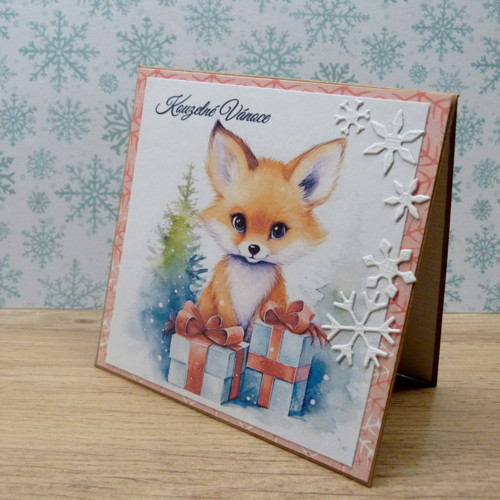 Přáníčko Lištička s dárky - 10x10cm — foto 2