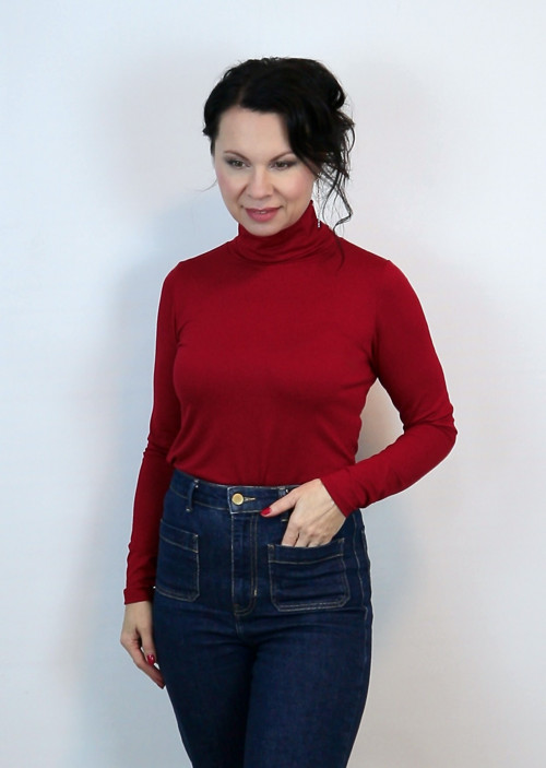 Dámský rolák tmavě červený — foto 3