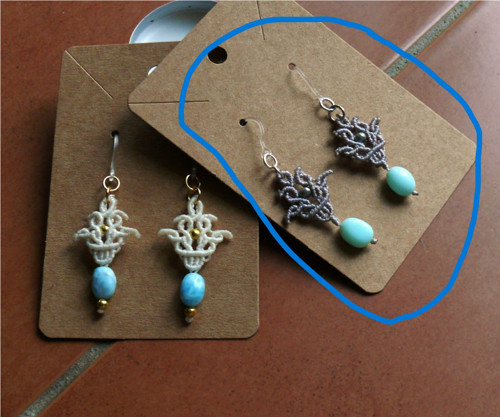 Macramé náušnice s peruánským opálem — foto 3