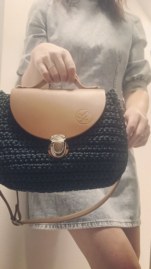 Háčkovaná kabelka Katy s pravou kůží — foto 5