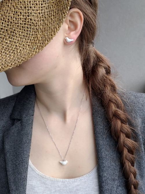 Set ptáčči porcelánoví modrý puntík — foto 2