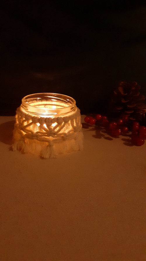 Macramé svícen nízký — foto 3