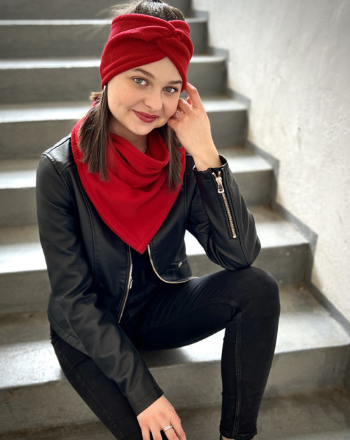 Dámská čelenka fleecová - červená S — foto 2