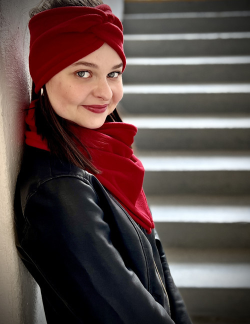 Dámská čelenka fleecová - červená S — foto 3
