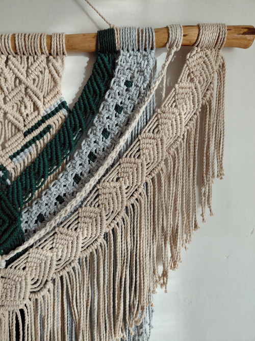 Macramé na zeď 90x80cm tmavě zelené — foto 3