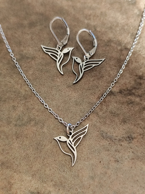 Kolibřík malý - náušnice stříbrné — foto 3