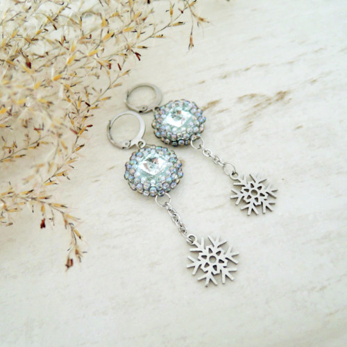 Náušnice Icy Crystals s vločkami a Swarovski — foto 2