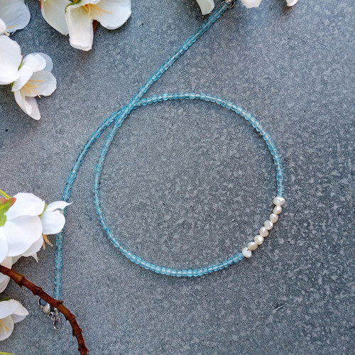 Akvamarín s perlami choker — foto 2