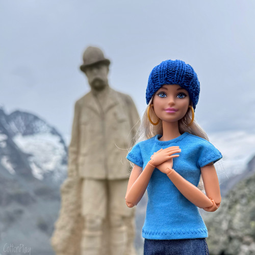 Pletená čepička pro Barbie - modrá — foto 6