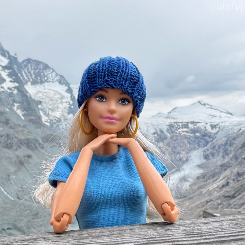 Pletená čepička pro Barbie - modrá — foto 4