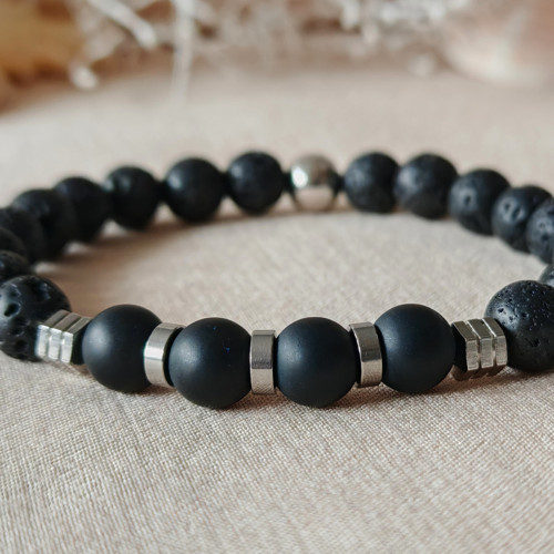 Pánský náramek láva a onyx — foto 6