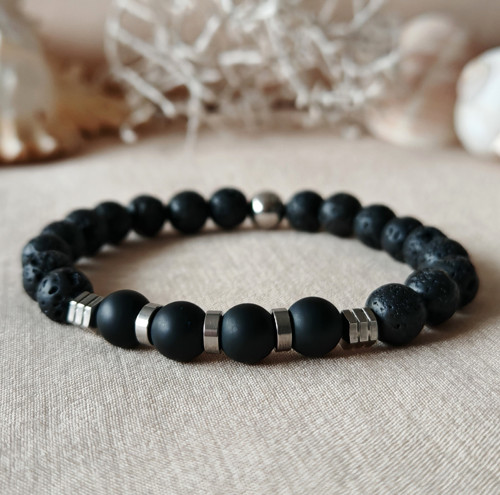Pánský náramek láva a onyx — foto 2