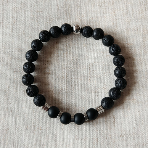 Pánský náramek láva a onyx — foto 5