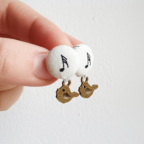 Ptačí píseň – buttonkové náušnice — foto 4