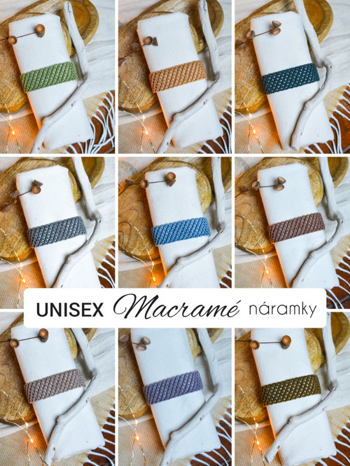 Macrame široký náramek ručně drhaný — foto 4