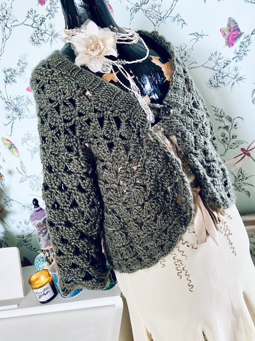 Bolerko hand made olivové — foto 3
