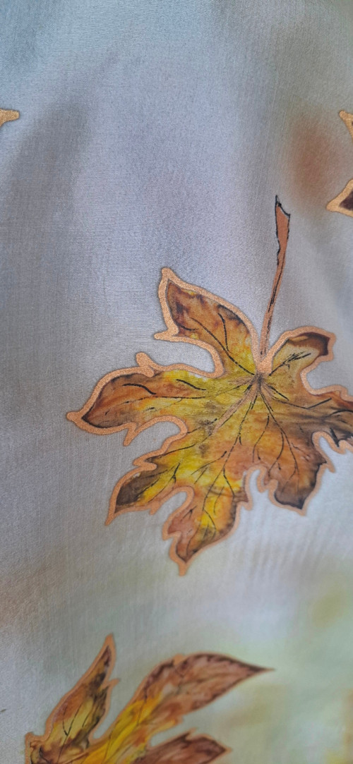Zlaté listí - hedvábná šála — foto 2