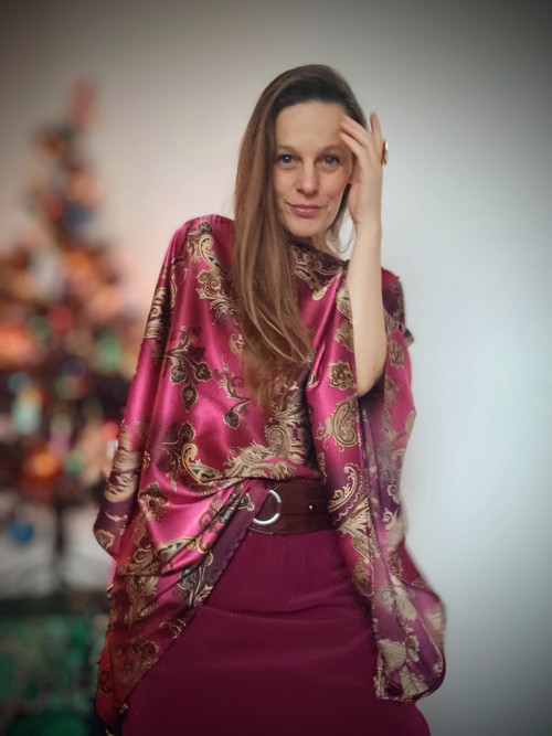 Večerní Společenská Halenkas Paisley Vzorem — foto 3