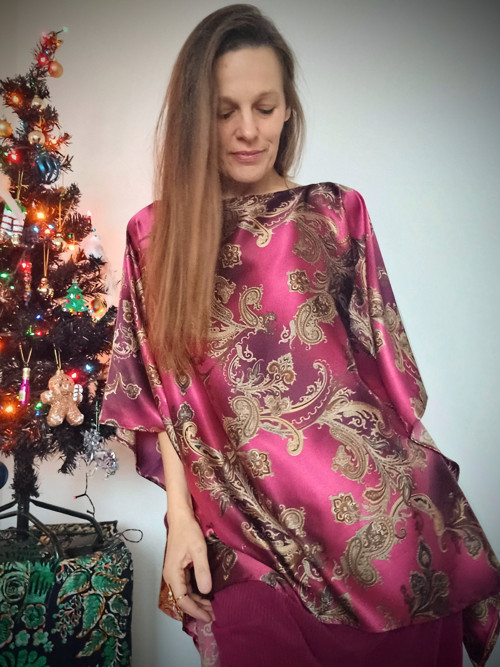 Večerní Společenská Halenkas Paisley Vzorem — foto 2