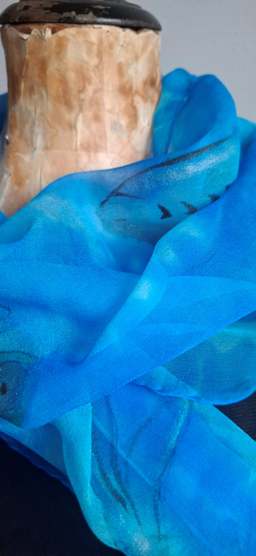 Na ryby - hedvábný šifon šála — foto 4