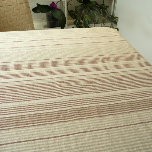 Vzor Lin-Lines s červenohnědou, len 160g/m2 — foto 2