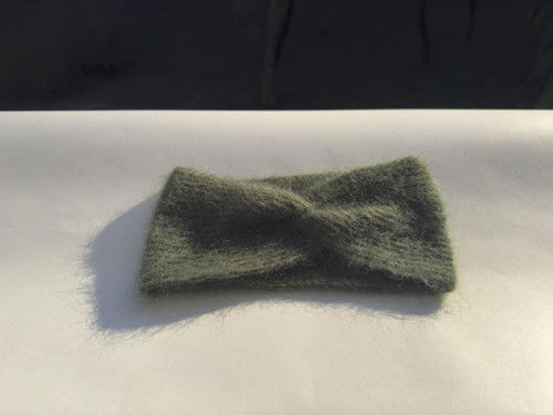 Mohérová čelenka – mechově zelená — foto 2