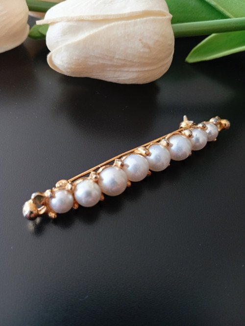 Elegantní vintage brož, perličky — foto 4