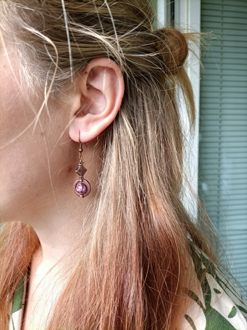 Boho náušnice s pokovenou lávou — foto 2