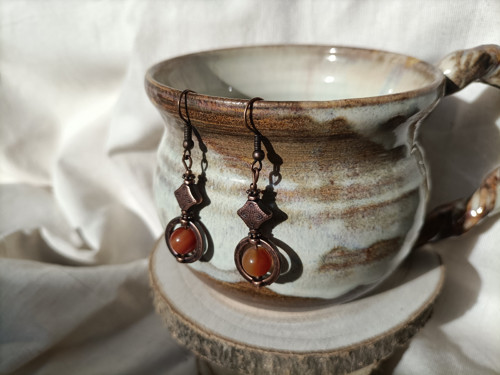Boho náušnice s oranžovým achátem — foto 4