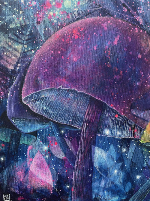 Magické houby / originální obraz - 50x50cm — foto 3