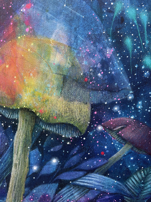 Magické houby / originální obraz - 50x50cm — foto 5