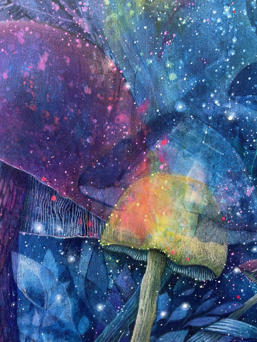 Magické houby / originální obraz - 50x50cm — foto 4