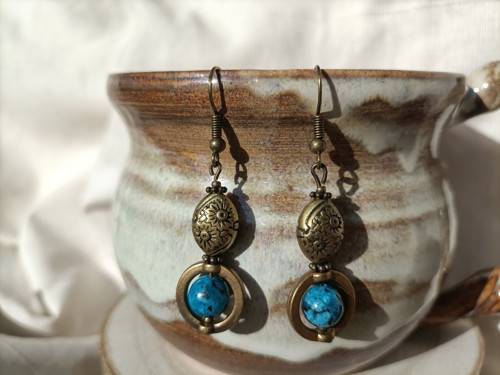 Boho náušnice s modrým labradoritem — foto 3