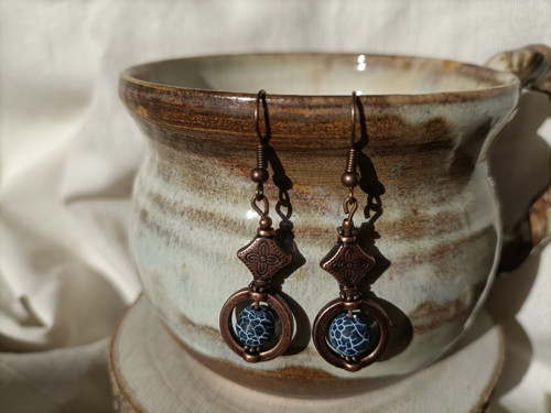 Boho náušnice s dračím achátem — foto 3