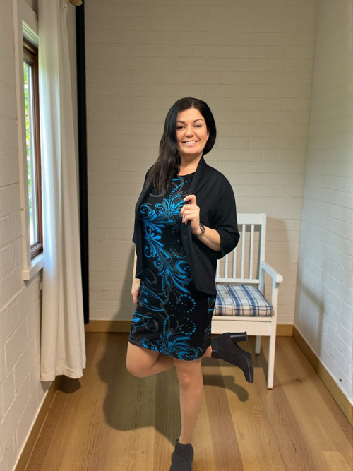 Dámské šaty tyrkys elegant - S/M — foto 3