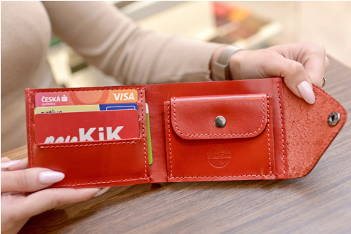 Peněženka "COMPACT". Kůže "Kaiser". Červená — foto 2
