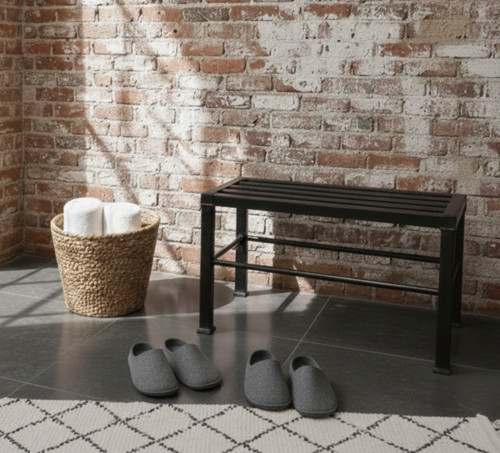 Priemyselná kovová lavička – minimalistická stolič — foto 6
