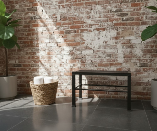 Priemyselná kovová lavička – minimalistická stolič — foto 5
