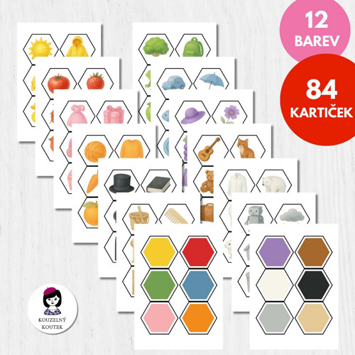 Barevné třídění - hexagon kartičky, barvy — foto 2