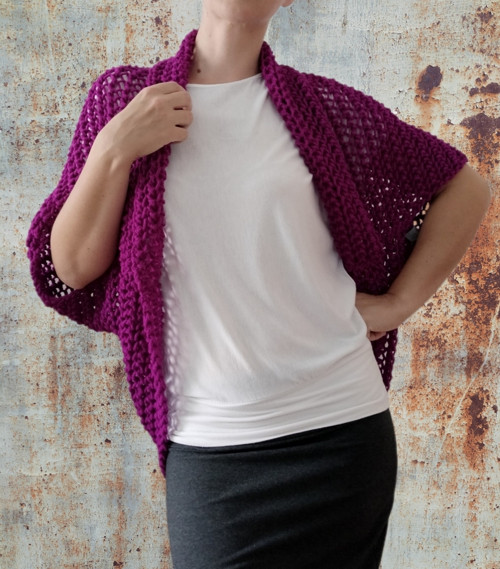 Fuchsiový kardigan/šála M - XL — foto 2