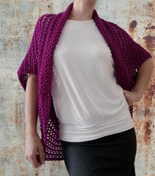 Fuchsiový kardigan/šála M - XL — foto 4