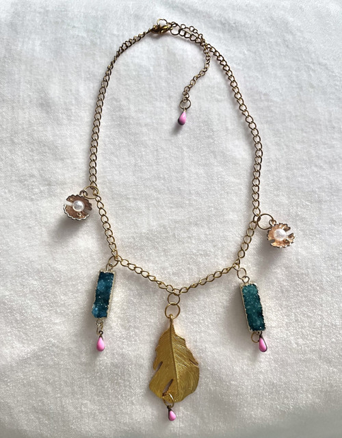 Boho náhrdelník Zlatý list — foto 2