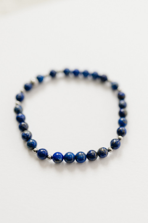 Náramek "Modrá planeta", Lapis Lazuli, 6 mm — foto 2