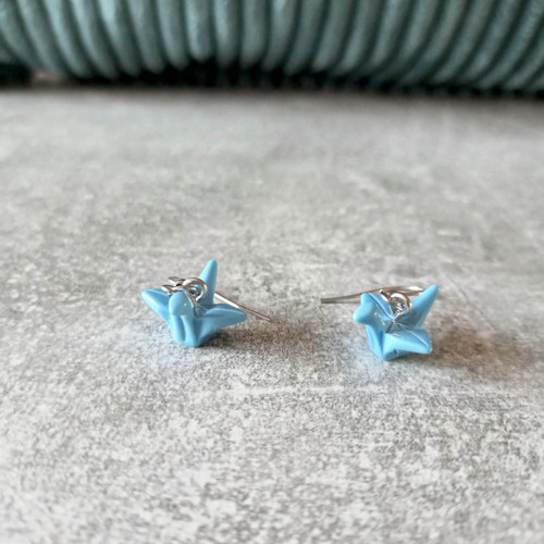 Náušnice ptáčci origami modré — foto 2